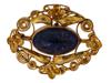 ANTIQUE 14K GOLD FILIGREE AND LAPIS LAZULI BROOCH PIC-0