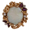 14K GOLD, NATURAL OPAL,GARNET AND ZIRCONIA RING PIC-1