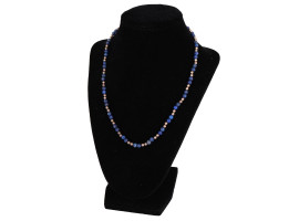 14K GOLD, SILVER AND LAPIS LAZULI BEADED NECKLACE