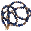 14K GOLD, SILVER AND LAPIS LAZULI BEADED NECKLACE PIC-1