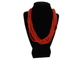 14K GOLD AND RED CORAL MULTILAYER BEADED NECKLACE