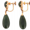 PAIR OF 14K GOLD JADE CLIP ON TEARDROP EARRINGS PIC-1