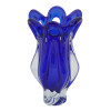 VINTAGE BLUE MURANO WHITE CRYSTAL HAND MADE VASES PIC-1