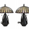 PAIR OF TIFFANY STYLE STAINED GLASS TABLE LAMPS PIC-0