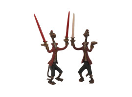 PAIR OF BILL HUEBBE CIRCUS MONKEY CANDLE HOLDERS