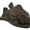 MID CENTURY WOOD CARVED FISH FIGURE SIGNED C.BALE PIC-0