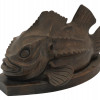 MID CENTURY WOOD CARVED FISH FIGURE SIGNED C.BALE PIC-2