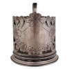 RUSSIAN SILVER ENGRAVED DESIGN TEA GLASS HOLDER PIC-1