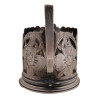 RUSSIAN SILVER ENGRAVED DESIGN TEA GLASS HOLDER PIC-3
