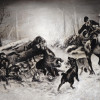 ANTIQUE WILD BOAR HUNT PAINTING BY JOHN WILCOX PIC-1