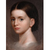 ANTIQUE AMERICAN SCHOOL LADY PORTRAIT PAINTING PIC-1