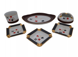 1960S CMIELOW POLISH PORCELAIN POKER GAME SET