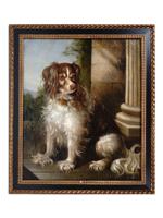 ANTIQUE ENGLISH SPRINGER SPANIEL DOG PAINTING