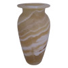 TALL CARVED EGYPTIAN WHITE ALABASTER MARBLE VASE PIC-2