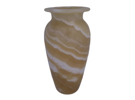 TALL CARVED EGYPTIAN WHITE ALABASTER MARBLE VASE