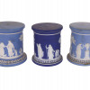 ANTIQUE BLUE WEDGWOOD JASPERWARE CACHEPOTS, 3 PCS PIC-0