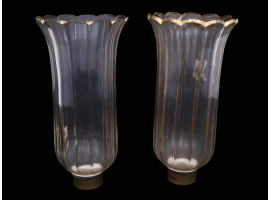 PAIR OF ANTIQUE GILT TRANSPARENT GLASS LAMPSHADES