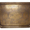 TWO ANTIQUE PERSIAN ENGRAVED BRASS SERVING TRAYS PIC-3