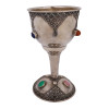 SILVER SEMI PRECIOUS STONES JUDAICA KIDDUSH CUP PIC-0