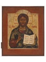 ANTIQUE RUSSIAN ORTHODOX CHRIST PANTOKRATOR ICON