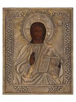 RUSSIAN SILVER ICON OF CHRIST 19TH CENTURY