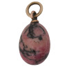 RUSSIAN 14K GOLD AND PINK RHODONITE EGG PENDANT PIC-0