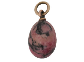 RUSSIAN 14K GOLD AND PINK RHODONITE EGG PENDANT