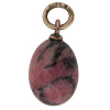 RUSSIAN 14K GOLD AND PINK RHODONITE EGG PENDANT PIC-1