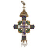 RUSSIAN SILVER ENAMEL CROSS PENDANT WITH PEARLS PIC-0