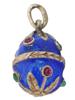 RUSSIAN SILVER ENAMEL EGG PENDANT WITH GEMSTONES PIC-0