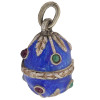 RUSSIAN SILVER ENAMEL EGG PENDANT WITH GEMSTONES PIC-1