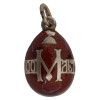 RUSSIAN SILVER ENAMEL EGG PENDANT WITH INITIALS PIC-0