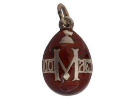 RUSSIAN SILVER ENAMEL EGG PENDANT WITH INITIALS