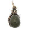 RUSSIAN NEPHRITE AND GILT SILVER OWL EGG PENDANT PIC-0