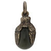 RUSSIAN NEPHRITE AND GILT SILVER OWL EGG PENDANT PIC-1