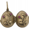 RUSSIAN GILT SILVER AND RUBY EGG LOCKET PENDANT PIC-2