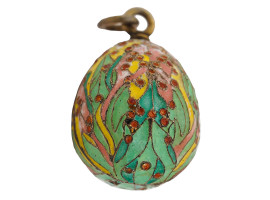 RUSSIAN SILVER GILT CLOISONNE ENAMEL EGG PENDANT