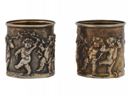 PAIR OF ANTIQUE RUSSIAN SILVER GILT CUPS, 18TH C.