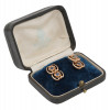 RUSSIAN 14K GOLD CUFFLINKS SET WITH SAPPHIRES PIC-1