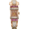 ART DECO 14K GOLD DIAMOND, RUBY MECHANICAL WATCH PIC-2