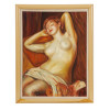 FRAMED IMPRESSIONIST OIL PAINTING FEMALE NUDE PIC-0