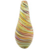 GREEN AND YELLOW STRIPED ART GLASS BOTTLE VASE PIC-0