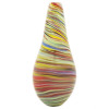 GREEN AND YELLOW STRIPED ART GLASS BOTTLE VASE PIC-1