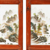 PAIR OF CHINESE PAINTED PORCELAIN WOODEN PANELS PIC-2
