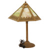 RAINAUD BRONZE TABLE LAMP WITH SLAG GLASS SHADE PIC-1