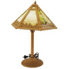 RAINAUD BRONZE TABLE LAMP WITH SLAG GLASS SHADE PIC-0