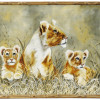 FRAMED OIL PAINTING OF LIONESS WITH CUBS BY STULE PIC-0