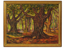 IMPRESSIONIST LANDSCAPE OIL PAINTING BY W NEWLING