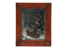 HORSE CART WINTER LANDSCAPE SHADOWBOX PAINTING