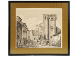 ITALIAN ARCHITECTURAL ETCHING AFTER L ROSSINI
